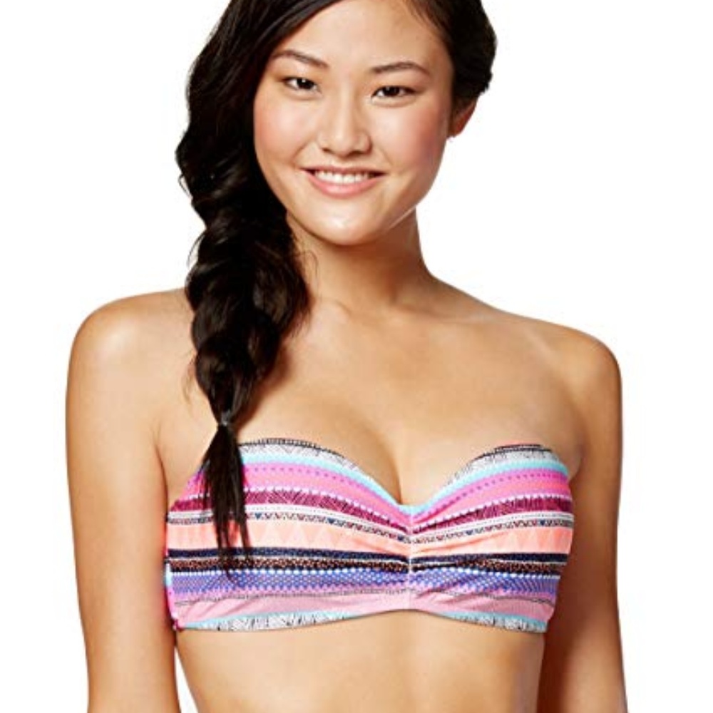 California Waves Striped Bandeau Bikini Top